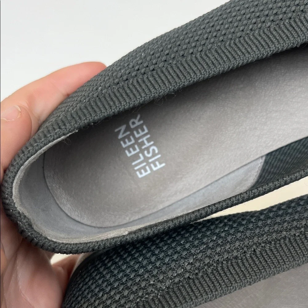 Eileen Fisher Heaven Gray Stretch‎ Knit Slip-On Wedge Ballet Flat SZ 7.5